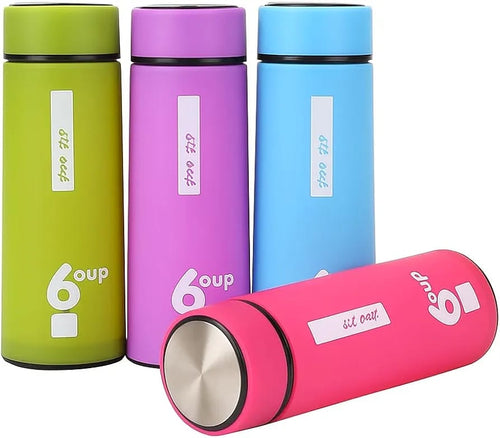 6oup 450ml Portable Glass Water Bottle – Double Wall Colorful Tumbler