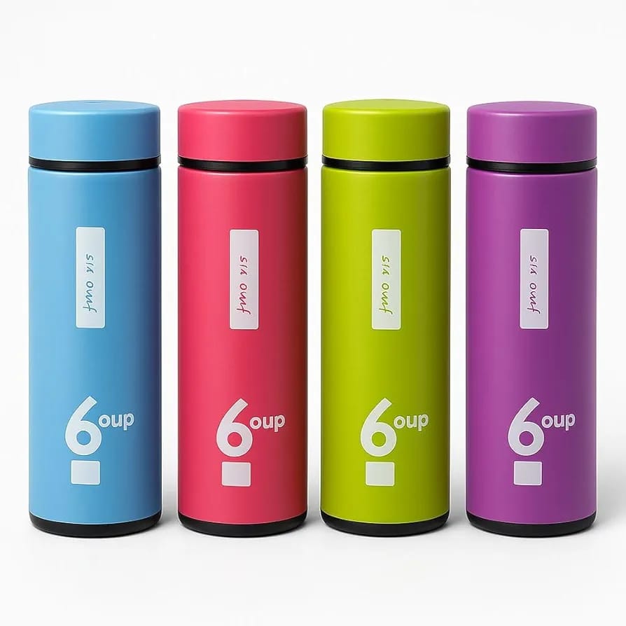 6oup 450ml Portable Glass Water Bottle – Double Wall Colorful Tumbler
