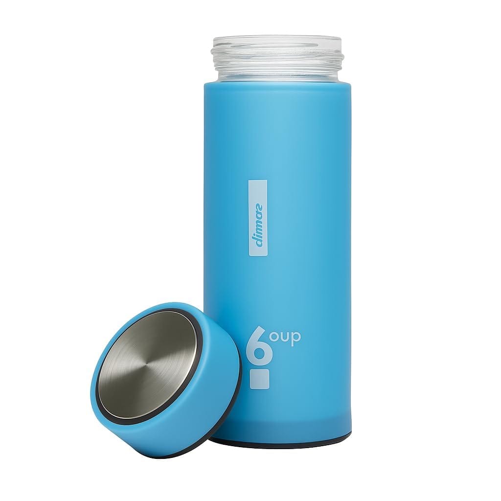 6oup 450ml Portable Glass Water Bottle – Double Wall Colorful Tumbler