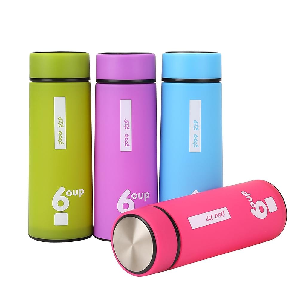 6oup 450ml Portable Glass Water Bottle – Double Wall Colorful Tumbler