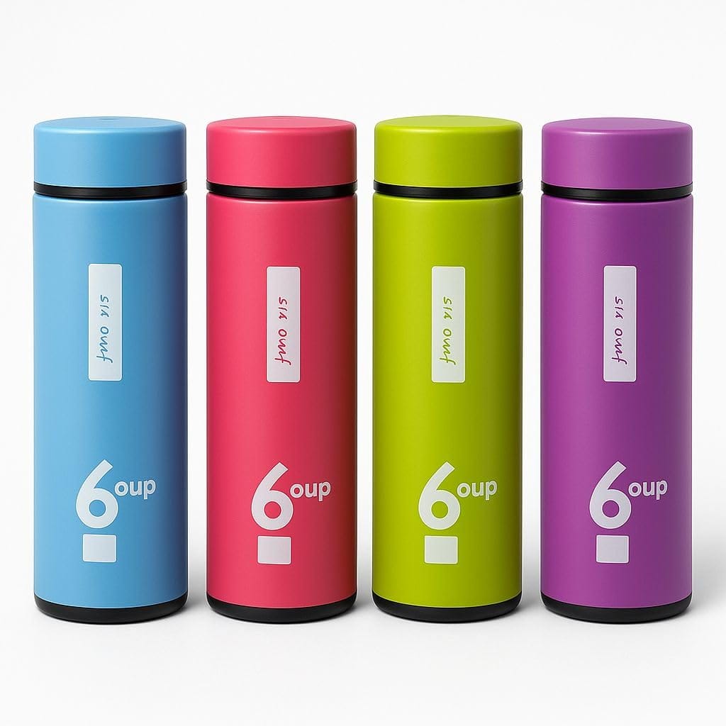 6oup 450ml Portable Glass Water Bottle – Double Wall Colorful Tumbler