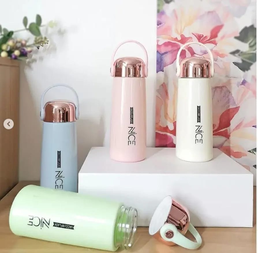 Premium NICE 400ml Glass Water Bottle - Leak-Proof Insulated Travel Tumbler