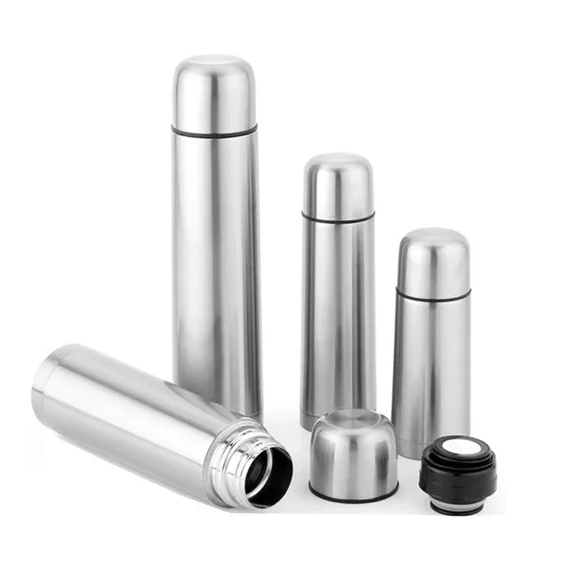 High-Grade Stainless Steel Vacuum Flask – Double-Wall Insulated Bullet Thermos for Hot & Cold Drinks