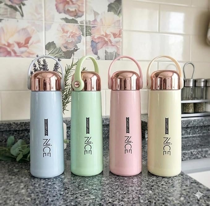 Premium NICE 400ml Glass Water Bottle - Leak-Proof Insulated Travel Tumbler
