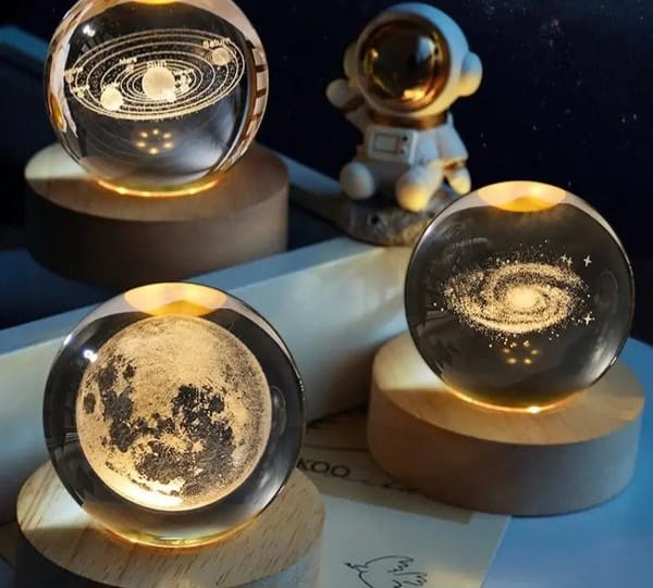 3D Laser Engraved Crystal Ball Night Light with Wooden LED Base (Copy)