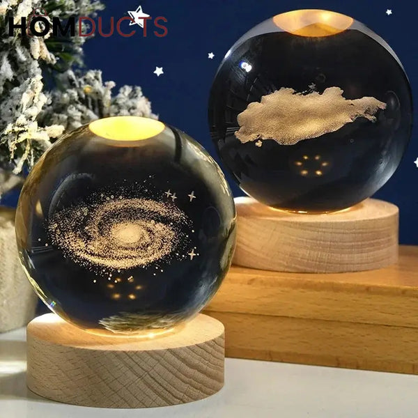 3D Laser Engraved Crystal Ball Night Light with Wooden LED Base (Copy)