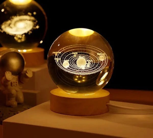 3D Laser Engraved Crystal Ball Night Light with Wooden LED Base (Copy)