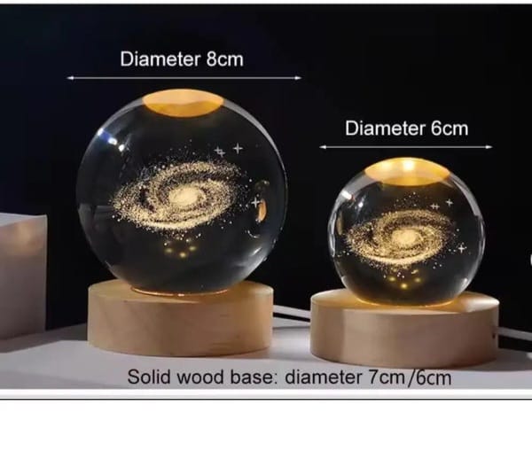 3D Laser Engraved Crystal Ball Night Light with Wooden LED Base (Copy)