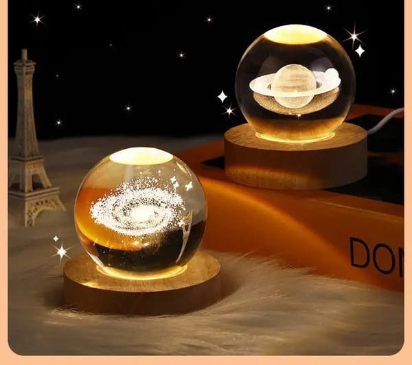 3D Laser Engraved Crystal Ball Night Light with Wooden LED Base (Copy)