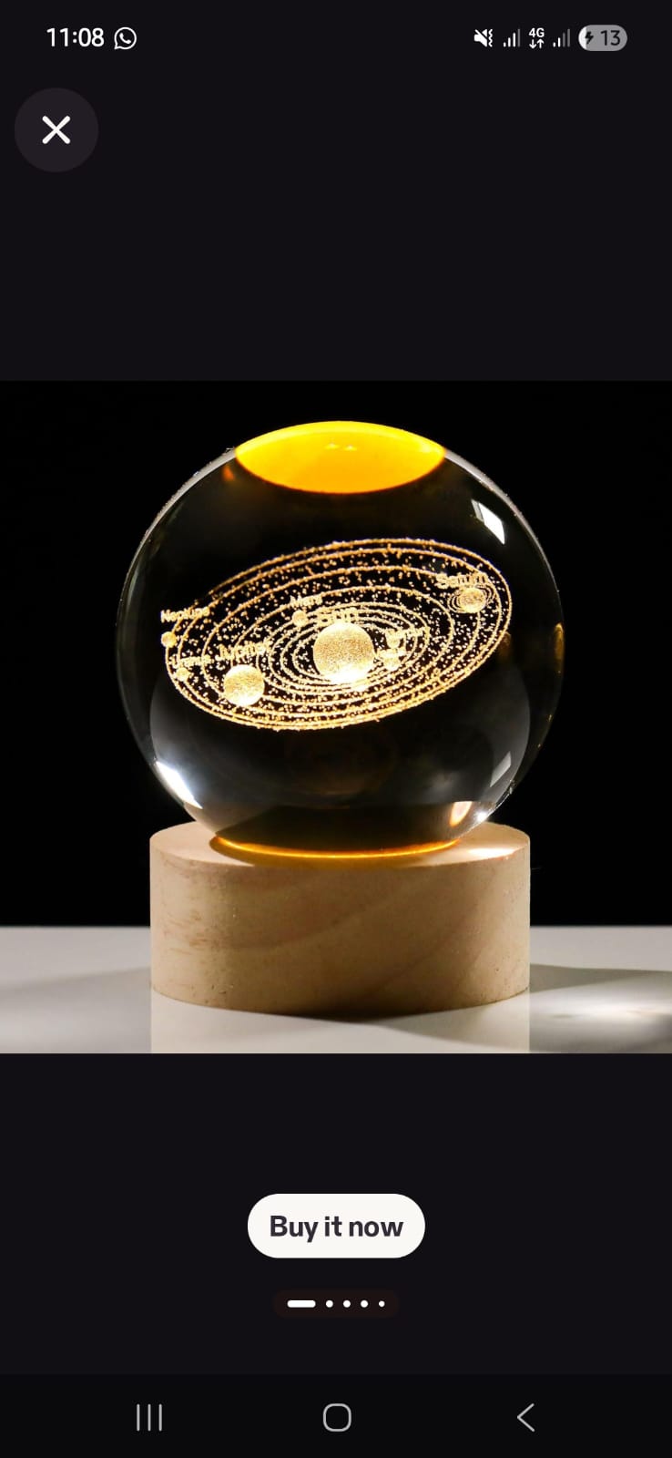 3D Laser Engraved Crystal Ball Night Light with Wooden LED Base (Copy)