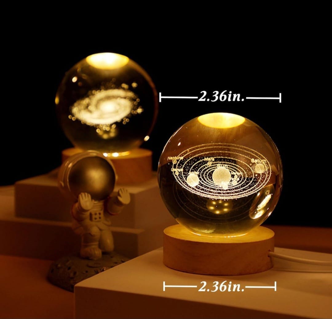 3D Laser Engraved Crystal Ball Night Light with Wooden LED Base (Copy)