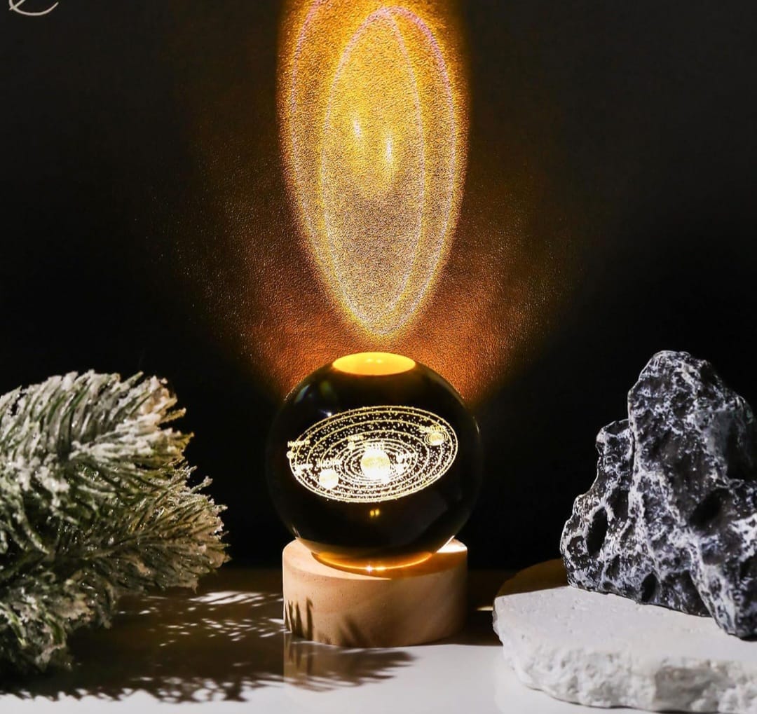 3D Laser Engraved Crystal Ball Night Light with Wooden LED Base (Copy)