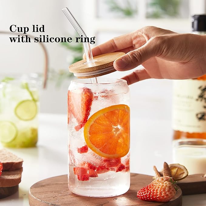 Premium Glass Tumbler with Bamboo Lid & Glass Straw | Reusable Iced Coffee, Tea & Juice Cup (450ml) (Copy)