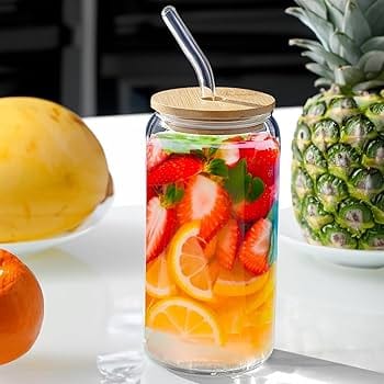 Premium Glass Tumbler with Bamboo Lid & Glass Straw | Reusable Iced Coffee, Tea & Juice Cup (450ml) (Copy)