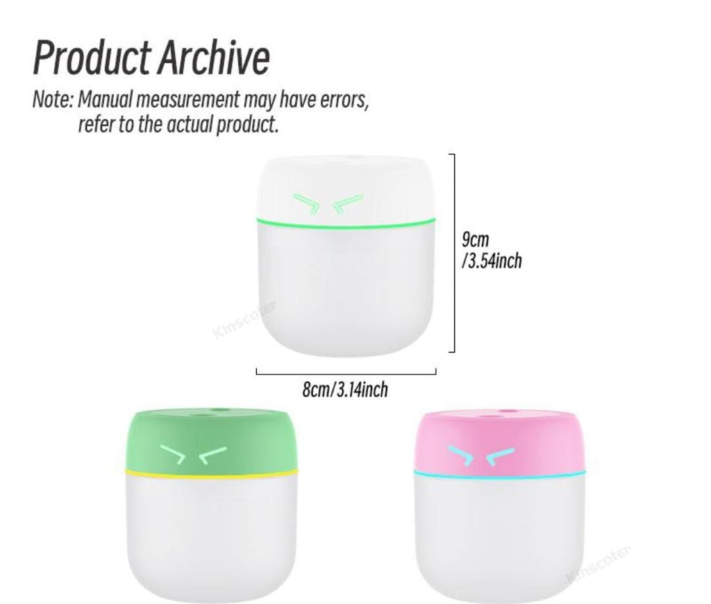 Mini USB Cool Mist Humidifier with LED Night Light | 260ml Portable Air Diffuser