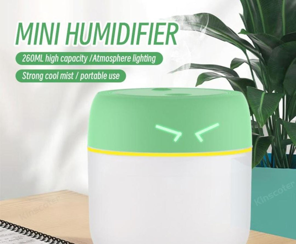 Mini USB Cool Mist Humidifier with LED Night Light | 260ml Portable Air Diffuser
