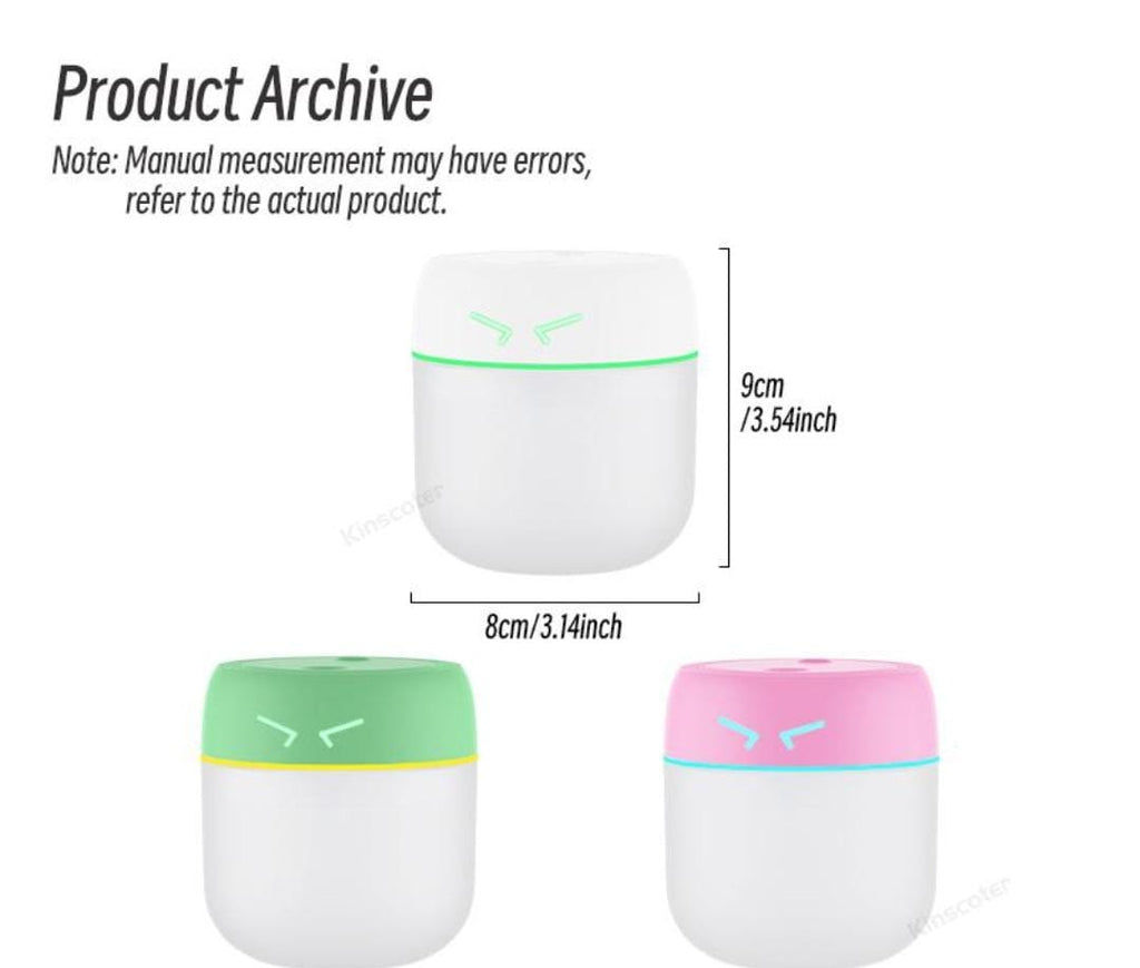 Mini USB Cool Mist Humidifier with LED Night Light | 260ml Portable Air Diffuser