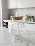 Ripple Glass Tumbler with Bamboo Lid & Reusable Glass Straw – 450ml Aesthetic Drinking Cup for Iced Coffee, Juice & Smoothies (Copy)