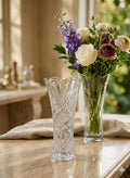 Luxury Crystal Cut Glass Flower Vase – Transparent Decorative Table Vase for Home & Office