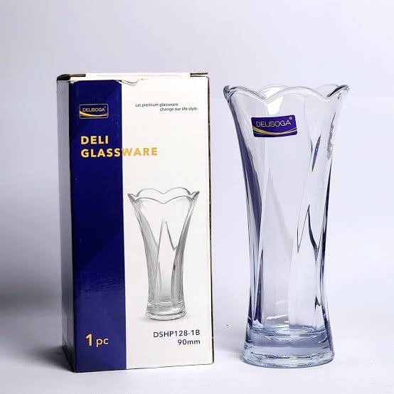 Elegant Clear Glass Flower Vase – Modern Decorative Table Vase for Home & Office
