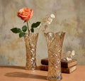 Amber Crystal Cut Glass Flower Vase – Luxury Decorative Table Vase for Home & Office