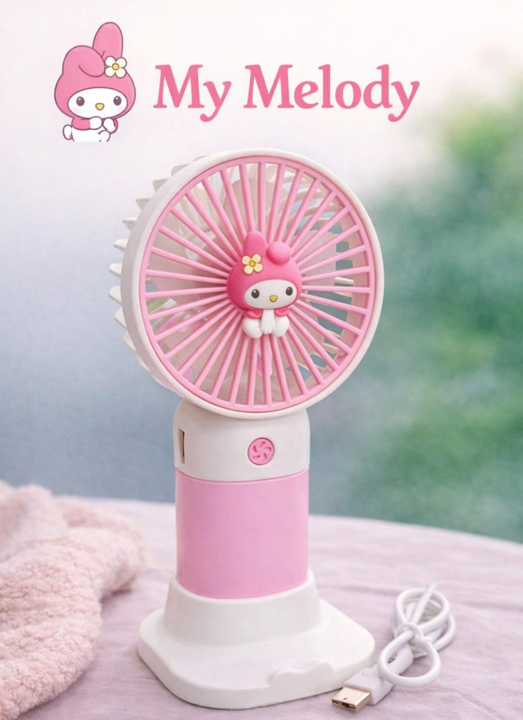 Cute Pink Portable USB Rechargeable Mini Hand Fan – Adjustable Desktop & Handheld Cooling Fan