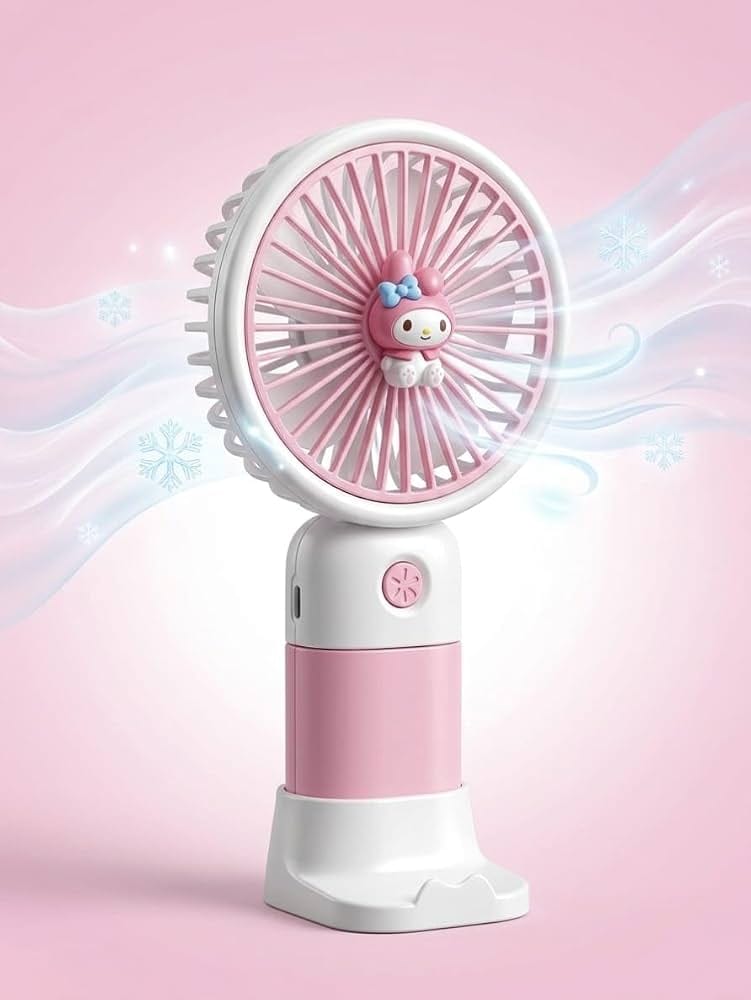Cute Pink Portable USB Rechargeable Mini Hand Fan – Adjustable Desktop & Handheld Cooling Fan