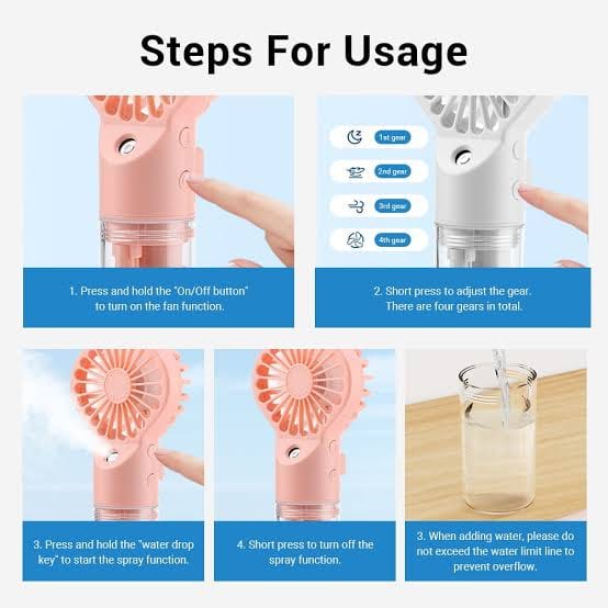 Cute Pink Portable USB Rechargeable Mini Hand Fan – Adjustable Desktop & Handheld Cooling Fan