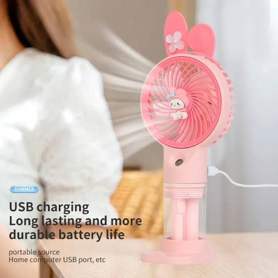 Cute Pink Portable USB Rechargeable Mini Hand Fan – Adjustable Desktop & Handheld Cooling Fan