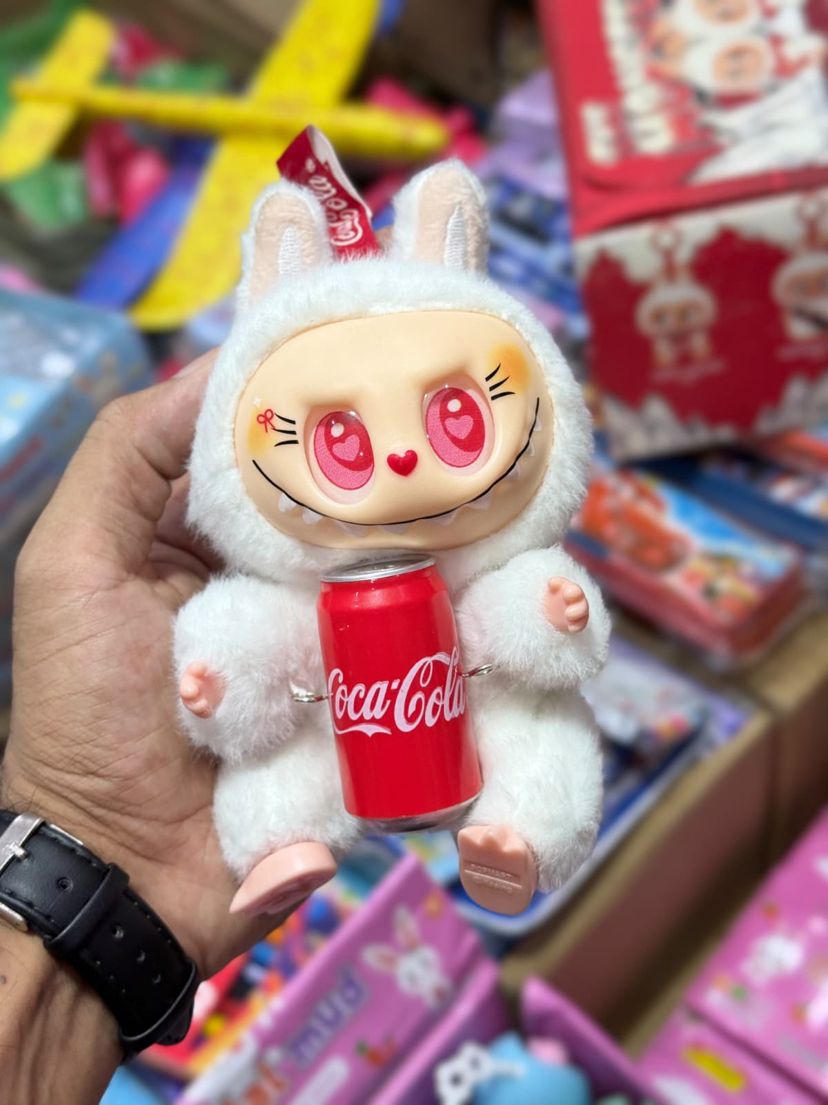 Cute Bunny Plush Vinyl Collectible Figure with Mini Cola Can – Designer Art Toy