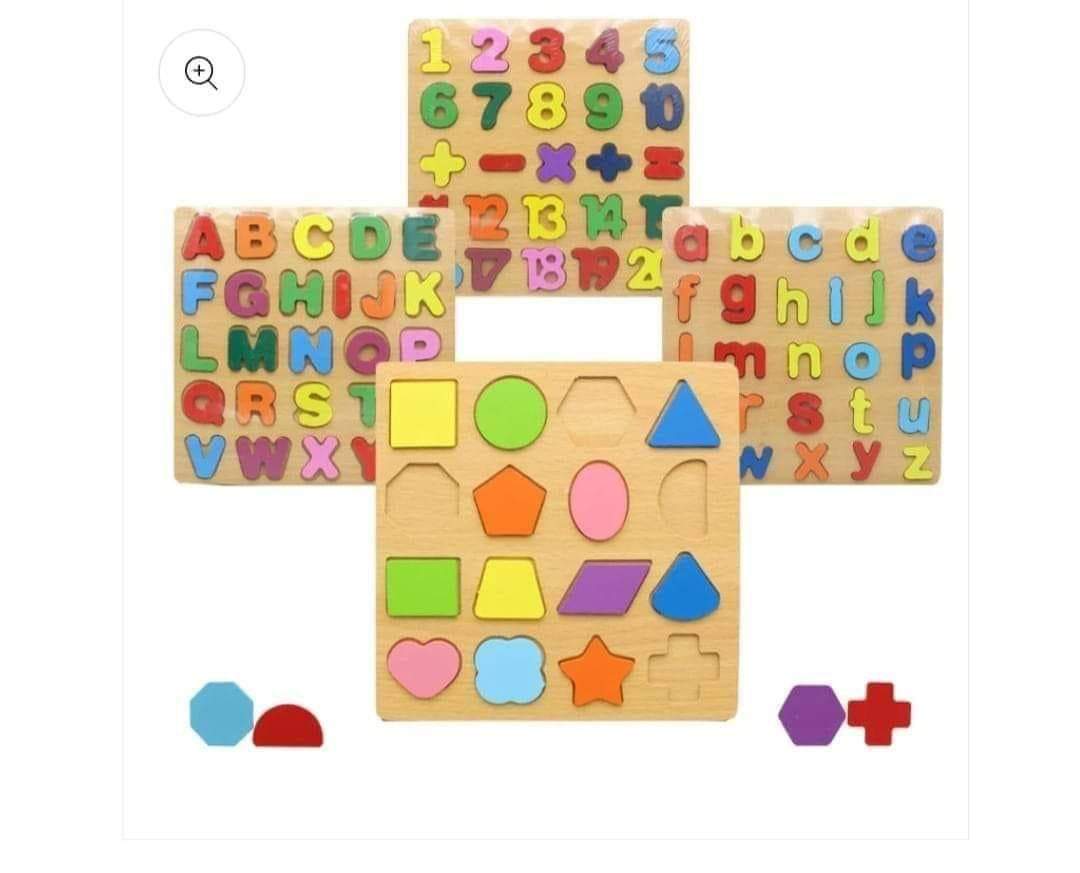 Wooden Educational Puzzle Board for Kids – Alphabet, Numbers, Math & Shapes Learning Toy